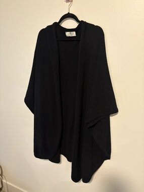 Black Open-Front 100% Cashmere Wrap Shawl